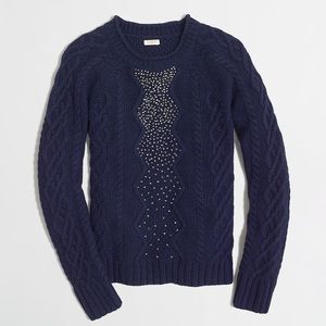 J Crew medium navy blue sweater with beads